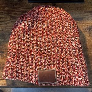 Love Your Melon yellow, maroon, red, orange beanie